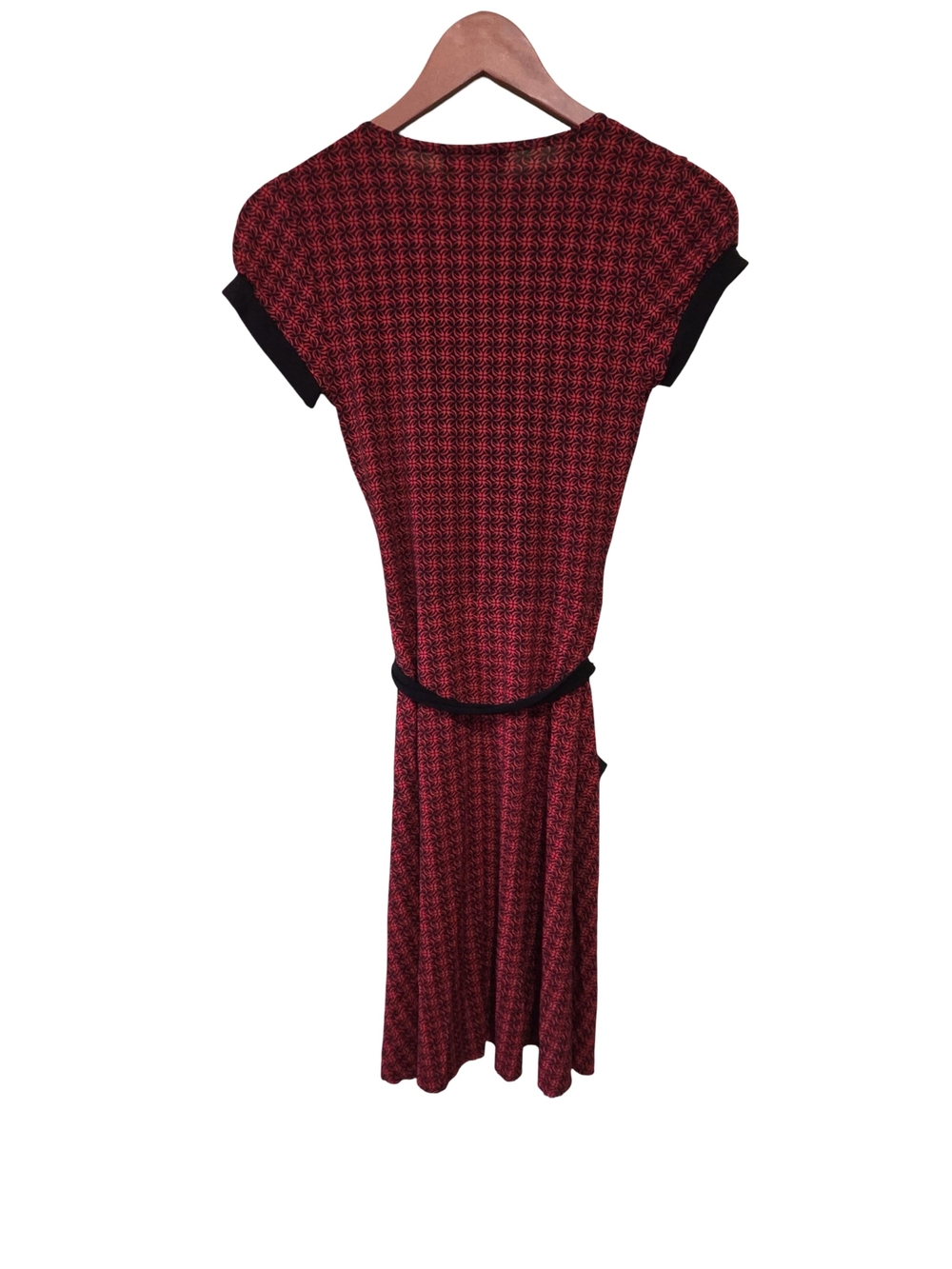 Wrap Midi Dress in Red & Black Houndstooth - Picture 2 of 6